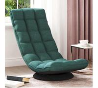 Fauteuil de sol pivotant vert foncé 1 place - 5 positions, base 360°, tissu polyester 70x51x79 cm