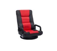 VEVOR Chaise de Sol pivotante à 360° avec accoudoirs, Fauteuil de Sol avec Dossier Pliable à 6 Positions réglables et Support Lombaire, canapé inclinable pour Regarder la télévision, Rouge et Noir