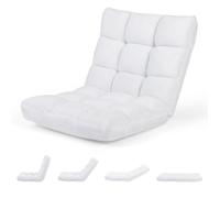 Fauteuil de Sol Pliable - RELAX4LIFE - Réglable en 14 Angles - Chaise de Sol en Molleton - 1 Place - Charge 90KG - Blanc