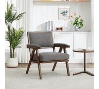 Fauteuil de style moderne, chaises de cuisine, fauteuil simple avec accoudoirs, fauteuil inclinable rembourré avec structure en bois, 66 x 66,5 x 88 cm, adapté pour salon/chambre à coucher/bureau