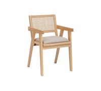 - Fauteuil de table en bois et cannage KOLIA - Beige - KOLIA