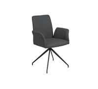 Toilinux - Fauteuil de table Lou en tissu - Gris foncé - LOU Gris foncé G