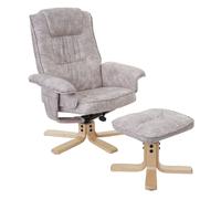 Fauteuil De Télé M56, Fauteuil De Relaxation Avec Tabouret, Tissu Crème Multicolore