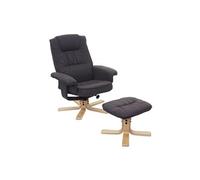 Fauteuil de télé M56, fauteuil de relaxation avec tabouret, tissu gris foncé
