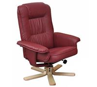 Fauteuil de télé M56, fauteuil de relaxation sans tabouret, similicuir bordeaux