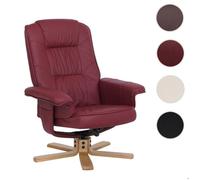 Fauteuil de télé M56, fauteuil de relaxation sans tabouret, similicuir ~ bordeaux