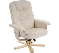 Fauteuil de télé M56, fauteuil de relaxation sans tabouret, similicuir crème