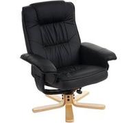 Fauteuil de télé M56, fauteuil de relaxation sans tabouret, similicuir noir Noir G
