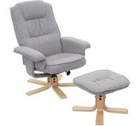 Fauteuil de télé M56 MENDLER, fauteuil de relaxation avec tabouret, tissu gris clair Gris G