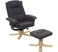 Fauteuil de télé MENDLER M56, fauteuil de relaxation avec tabouret, tissu gris foncé Gris G