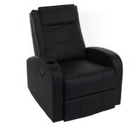 Fauteuil de télévision Durham, fauteuil relax, chaise longue, similicuir noir