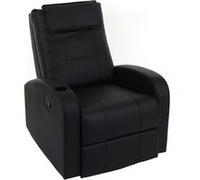 Fauteuil de télévision Durham, fauteuil relax, chaise longue, similicuir noir Noir G