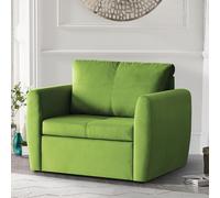 Fauteuil de télévision Kamel Fauteuil de relaxation en velours Fauteuil lounge avec fonction lit Tiroir de lit Télévision, Couleur : vert, Tissu : Trinity 12