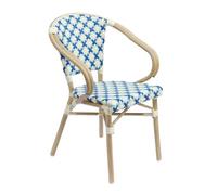 Fauteuil de terrasse bistrot parisien en aluminium et rotin bleu - Oviala