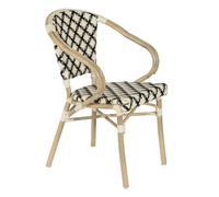 Fauteuil de terrasse bistrot parisien en aluminium et rotin noir - Oviala