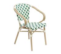 Fauteuil de terrasse bistrot parisien en aluminium et rotin vert foncé - Oviala