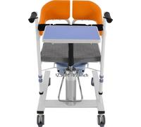 Fauteuil de transfert de patient, réglable en hauteur, avec roulettes verrouillables, orange