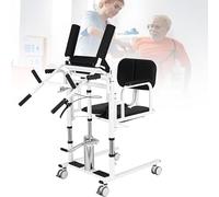 Fauteuil De Transfert Élévateur Pour Patient, fauteuil hydraulique portable 4 en 1 à hauteur réglable et à dossier rabattable à 180°, destiné aux soins à domicile pour adultes handicapés(Black)