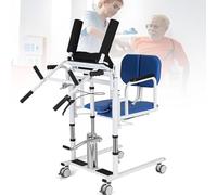 Fauteuil De Transfert Élévateur Pour Patient, fauteuil hydraulique portable 4 en 1 à hauteur réglable et à dossier rabattable à 180°, destiné aux soins à domicile pour adultes handicapés(Blue)