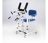 Fauteuil de transfert élévateur pour patients, chariot de soins hydrauliques pour personnes âgées avec siège divisé à 180°, fauteuil(Blue)