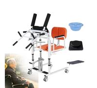 Fauteuil de Transfert élévateur pour Patients, Fauteuil élévateur de Transfert avec Levage Manuel, siège divisé à 180°, capacité de 200 kg, pour Personnes âgées et handicapées,Orange