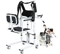 Fauteuil de transfert hydraulique avec aide à la verticalisation, 200 kg | Élévateur de patients mobile pour les personnes âgées - avec une ergonomie, un siège à 180° et un rayon les personnes âgées