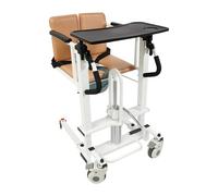 Fauteuil de transfert hydraulique pour patient, hauteur réglable 44-64 cm, jusqu'à 100 kg, fauteuil roulant avec 4 roues de frein, ceinture de sécurité, poignées rembourrées, pot de nuit amovible avec