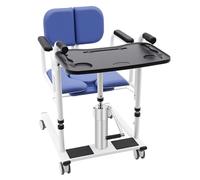 Fauteuil de transfert hydraulique pour patients jusqu'à 150 kg, hauteur réglable, siège divisé à 180 °, aide au transfert pour personnes âgées, handicapés, soins médicaux (bleu)