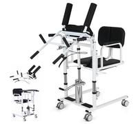 Fauteuil de transfert pour élévateur de patient, fauteuil roulant hydraulique, machine de transfert multifonctionnelle, chaise d'allaitement, avec pot amovible, avec siège divisé à 180° Black