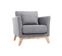 Fauteuil scandinave déhoussable en tissu gris clair et bois clair OSLO