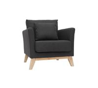 Fauteuil déhoussable en tissu gris foncé et bois clair oslo