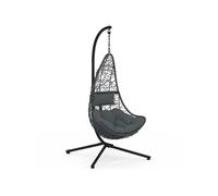 IDMarket Fauteuil demi-lune suspendu ajouré effet rotin avec coussin gris