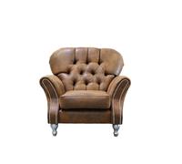 Fauteuil design 1 place Marron Textile Luxe Club Lougne Canapé Télévision Chesterfield