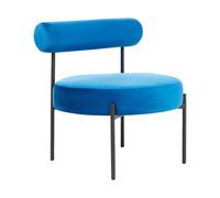 Fauteuil Design Bleu Marine en Velours sans Accoudoirs à Dossier Tube Rembourré