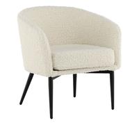 Fauteuil Design Bouclette "Fluffy" 70cm Blanc
