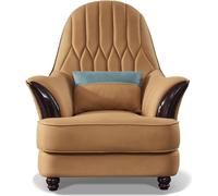 Fauteuil Design Canapé Fauteuil de Luxe Marron Nouveau Relax Cuir Lounge Club Coussin