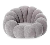 Fauteuil Design Coquillage Bouclette 98cm Gris Gris