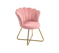 Fauteuil design coquillage piètement acier doré velours rose poudré