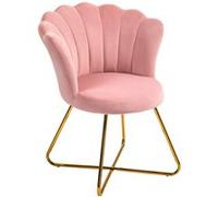 HomCom Fauteuil design coquillage velours rose poudré piètement acier doré Rose G