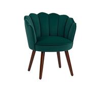 HOMCOM Fauteuil Coquillage Fauteuil de Salon Chambre avec Dossier et Coussin Aspect Velours Pieds en Bois hévéa dim. 66L x 66l x 78,5H cm, Vert