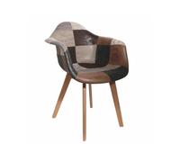 Paris Prix – Lot de 2 Fauteuils Patchwork en PU Marron