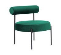 Fauteuil Design Emeraude en Velours sans Accoudoirs à Dossier en Tube Rembourré