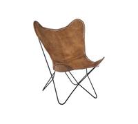 Fauteuil cuir marron et métal noir Jibel