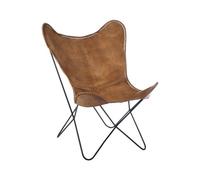 Fauteuil Design en Cuir "Papillon" 73cm Marron