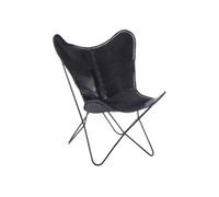 Fauteuil Design en Cuir Papillon 92cm Noir Noir