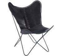 Fauteuil Design en Cuir "Papillon" 92cm Noir Noir G