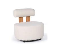 Fauteuil Design en Tissu Bouclette "Jasper" 73cm Beige & Naturel