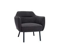 Fauteuil design en tissu effet velours gris foncé et métal noir LAURENS