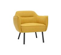 Fauteuil design en tissu effet velours jaune moutarde et métal noir LAURENS