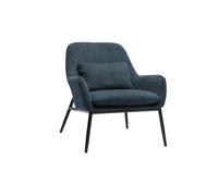 Fauteuil design en tissu effet velours texturé bleu foncé et métal noir MAXINE